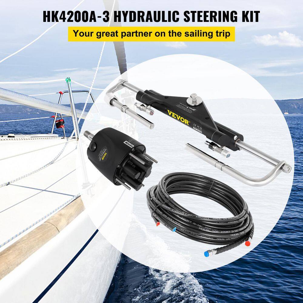 VEVOR 150HP Hydraulic Outboard Steering Kit with two lengths of 20 ft. hose Boat Marine System XWYYFXB150HPZXBTJV0