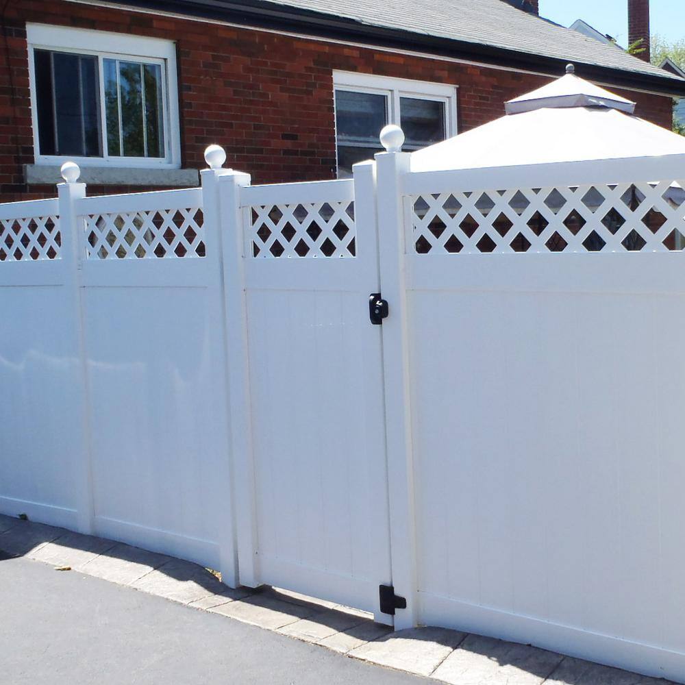 Weatherables Glenshire 3 .5 ft. W x 6 ft. H White Vinyl Privacy Lattice Top Fence Gate Kit SWPR-LAT11.3-6X42.5