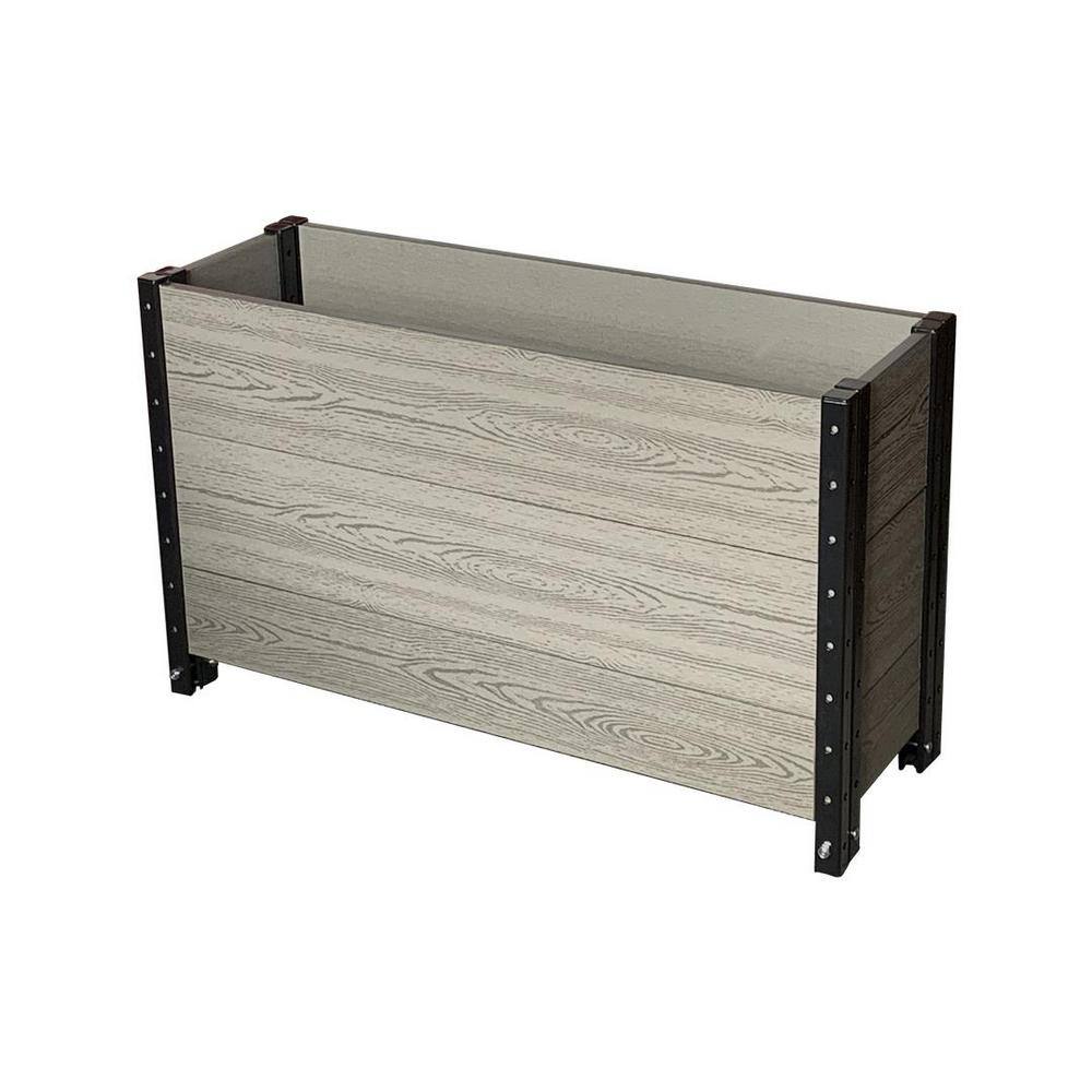 EverBloom 36 in. L x 12 in. W x 21 in. H Elevated Composite Deep Trough Planter in Grey E213612G