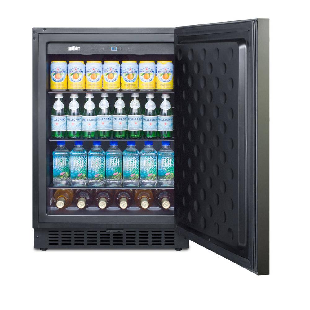 Summit Appliance 24 in. W 4.6 cu. ft. Mini Fridge in Black Stainless Steel without Freezer FF64BXKSHHE