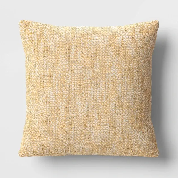 Textured Woven Cotton Square Throw Pillow