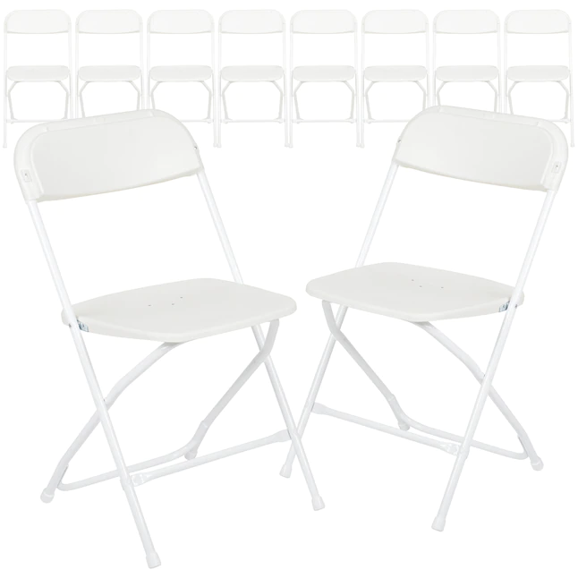 Flash Furniture 10-Pack White Standard Folding Chair with Solid Seat (Indoor)