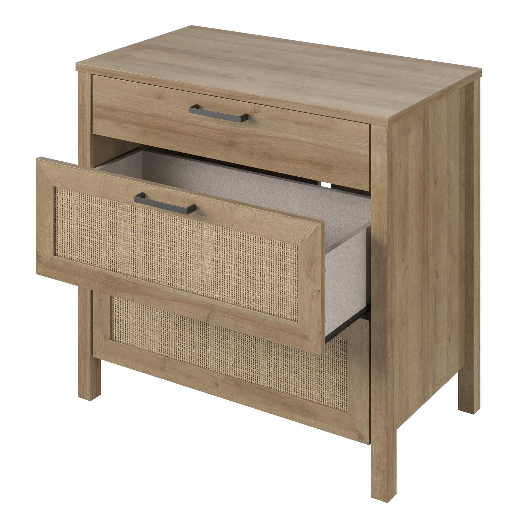 Queer Eye Wimberly 3 Drawer Dresser, Natural with Faux Rattan