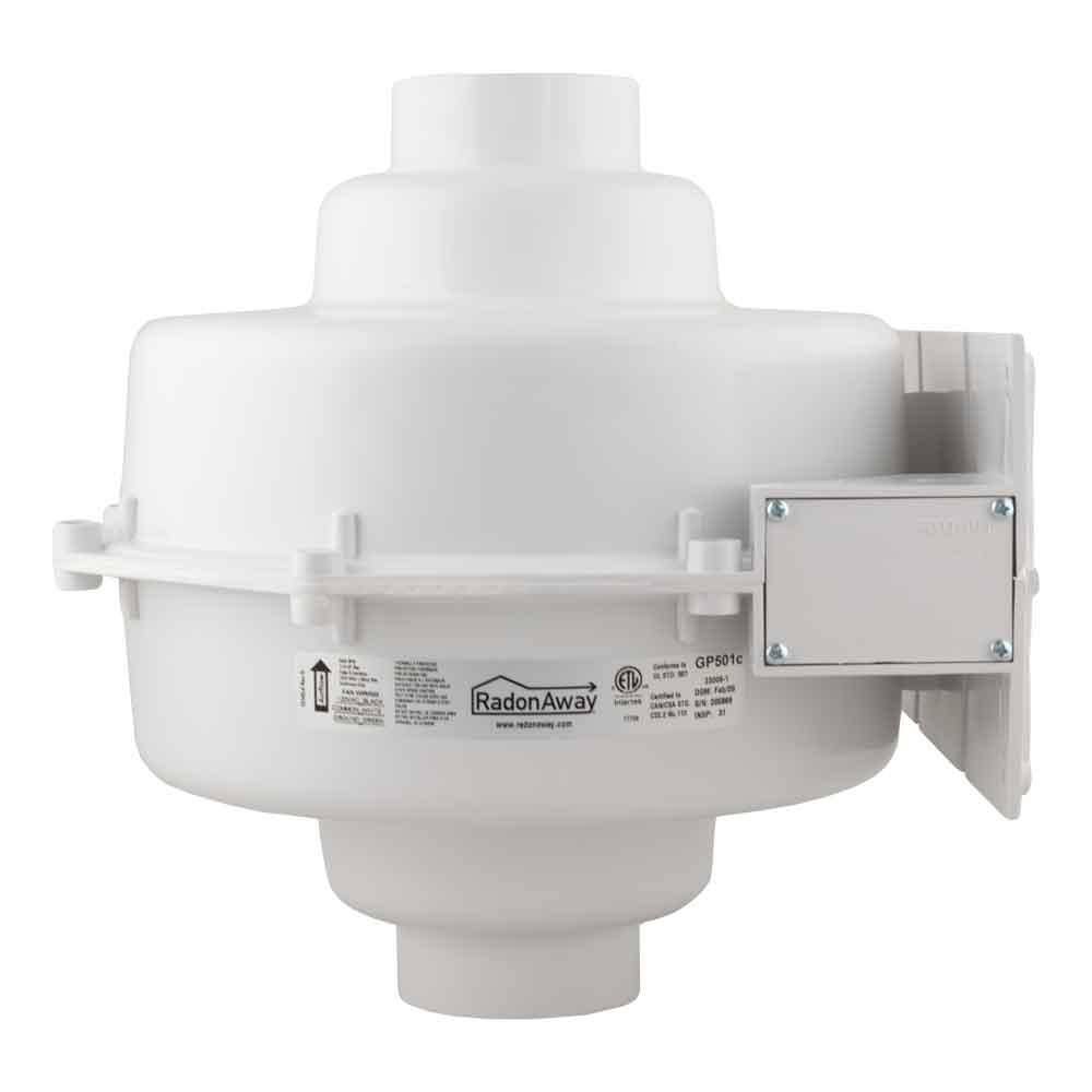 RadonAway GP501C 3 in. Inlet and Outlet Inline Radon Fan in White with 3.8 in. Maximum Operating Pressure 23005-1