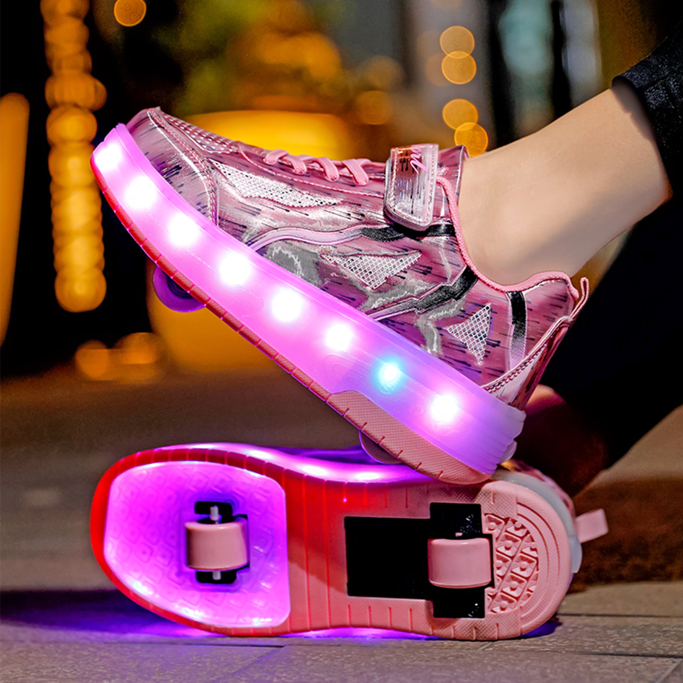 KOFUBOKE Pink Teen Roller Shoes LED Shoes Size 3 Unisex