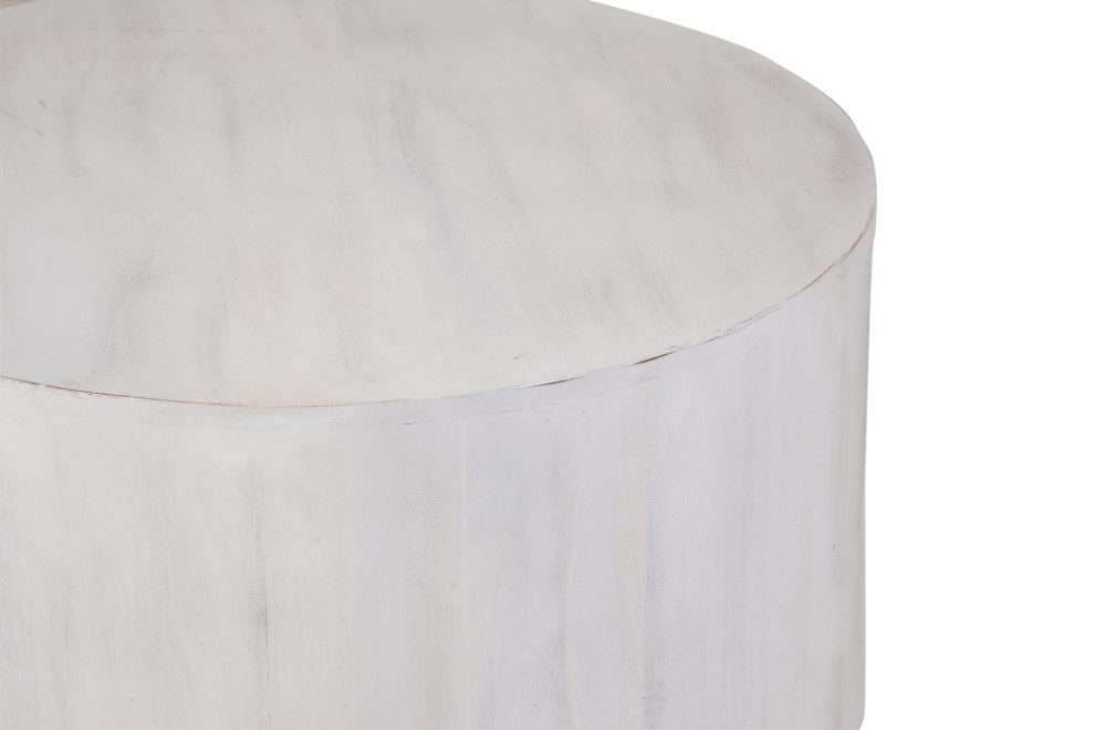 Krissa 30 quotRound Mango Wood Coffee Table  Whitewash   Coffee Tables   by CAROLINA CLASSICS  Houzz