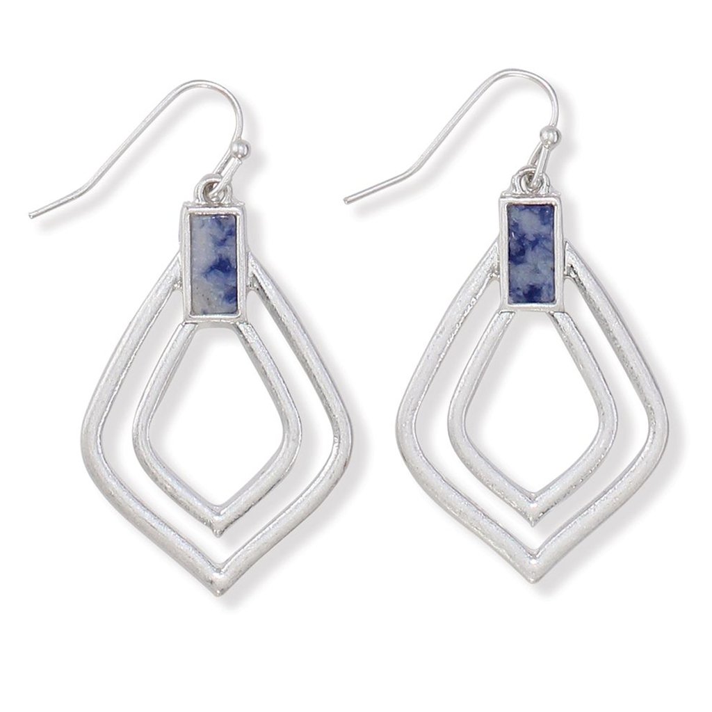 Periwinkle by Barlow  Blue Sodalite Accent Silver Teardrops Earrings