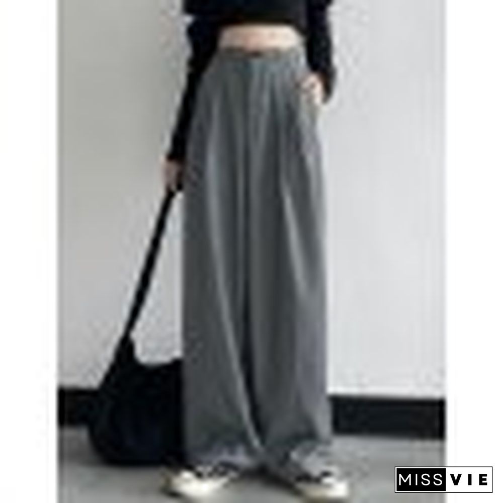 Basic Casual Straight Leg Tailored Pants