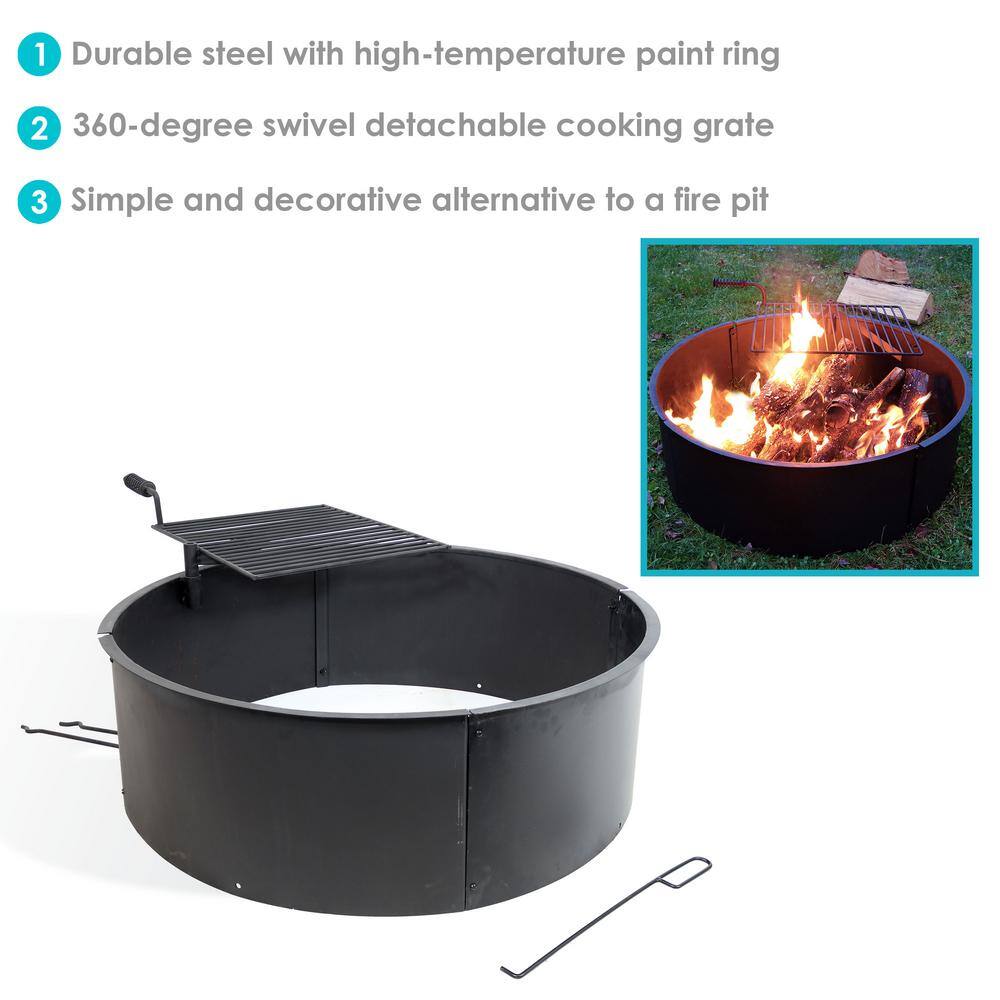 Sunnydaze Decor 36 in. Round Steel Wood Burning Fire Pit Kit with Rotating Cooking Grate KF-SCFR36