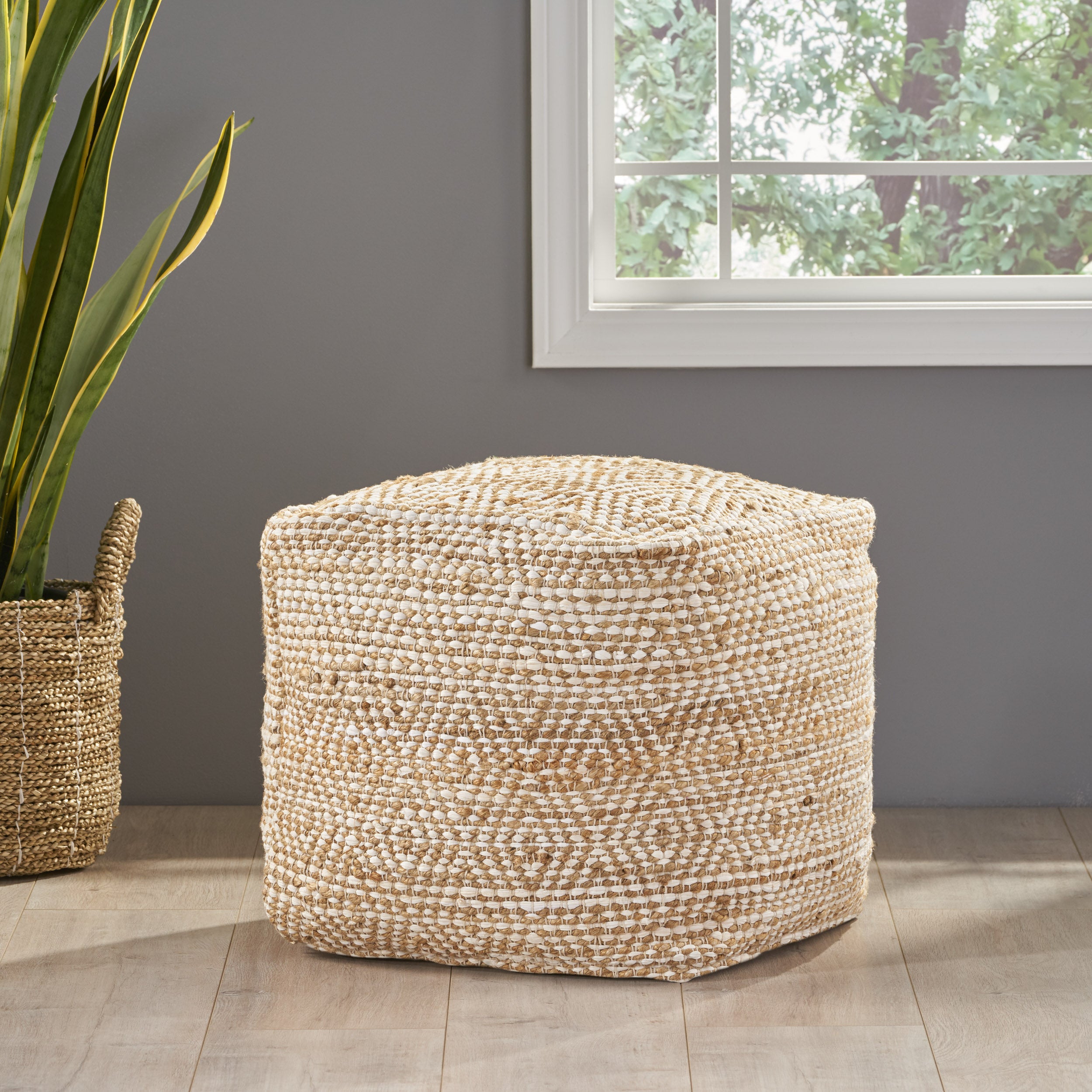 Maja Hand-Crafted Boho Fabric Cube Pouf