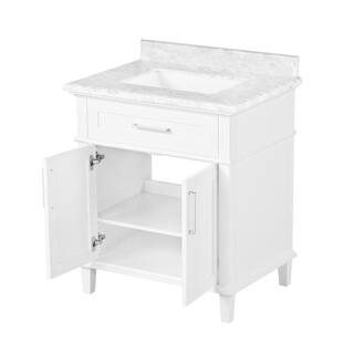 Home Decorators Collection Sonoma 30 in. W x 22 in. D x 34 in. H Bath Vanity in White with White Carrara Marble Top Sonoma 30W