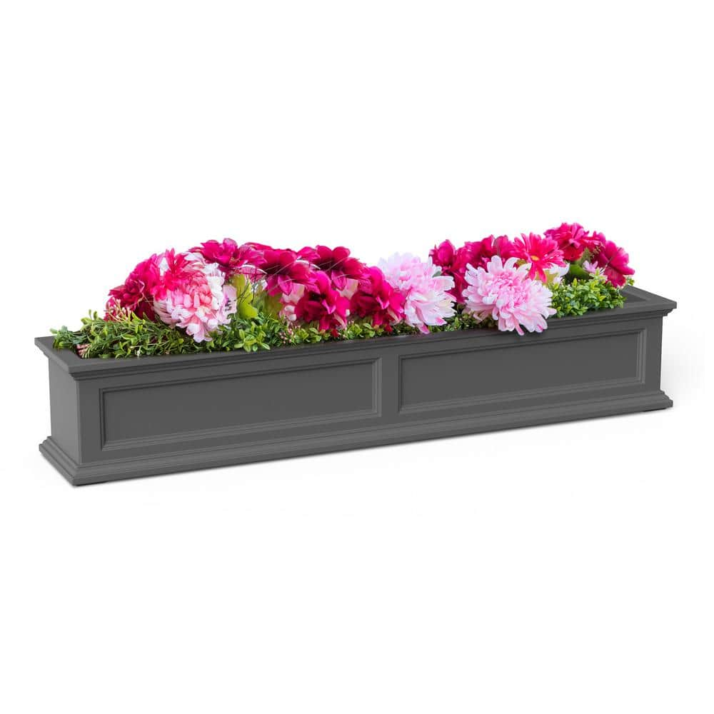 Mayne Fairfield 60 in. x 11 in. Self-Watering Graphite Grey Polyethylene Window Box 5824-GRG