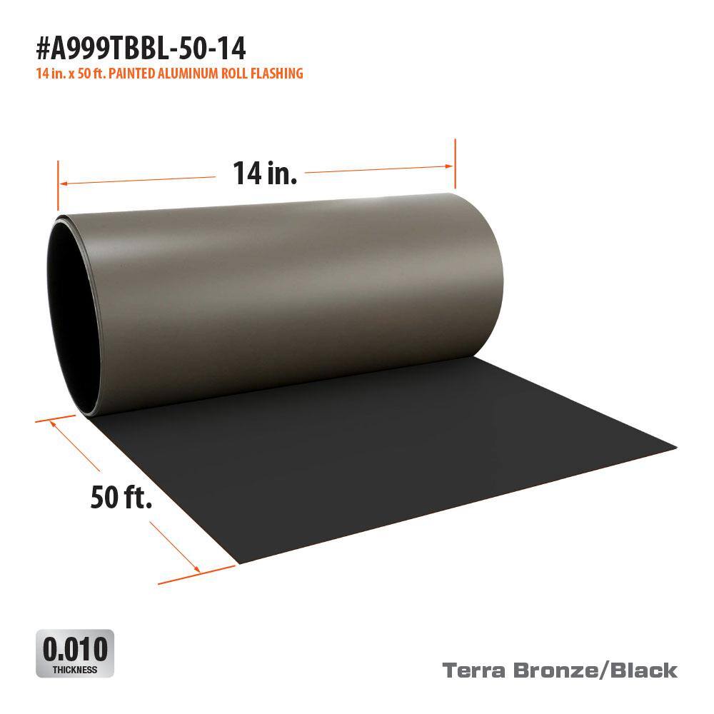 Gibraltar Building Products 14 in. x 50 ft. Terra BronzeBlack Aluminum Roll Valley Flashing A999TBBL-50-14