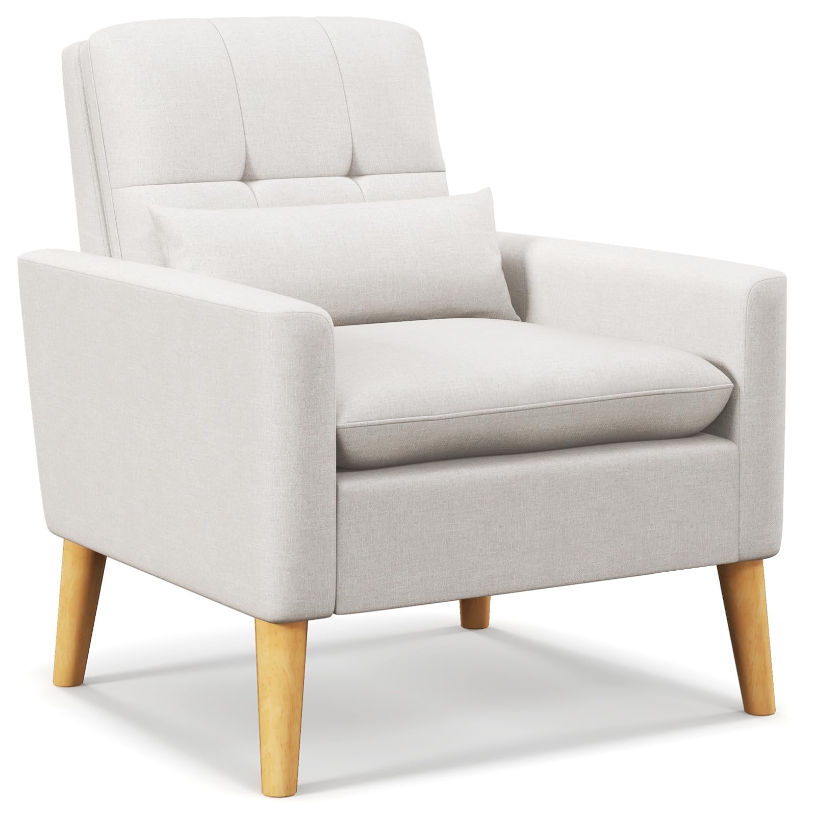 Giantex Modern Accent Chair, Mid-Century Linen Fabric Armchair