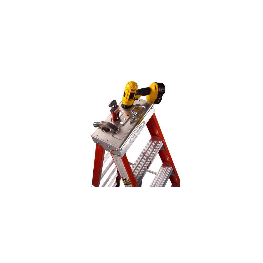 Werner 8 ft. Fiberglass Twin Step Ladder with 375 lb. Load Capacity Type IAA Duty Rating T7408