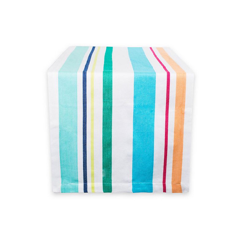 72 Aqua Blue and Pink Striped Rectangular Table Runner