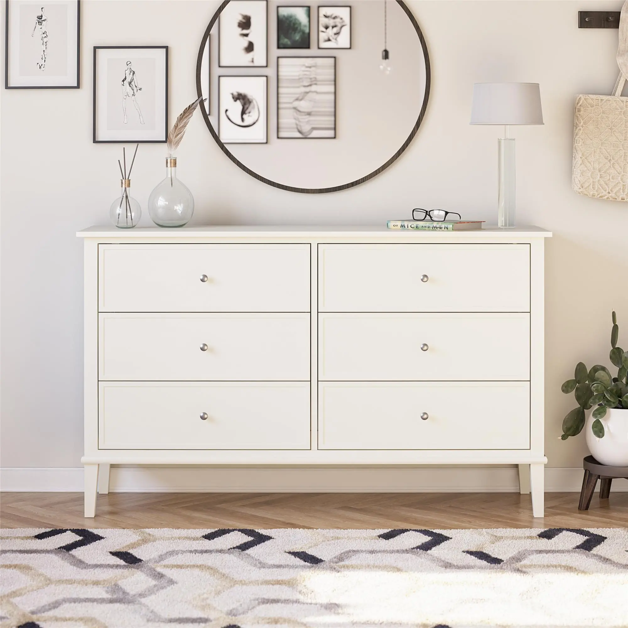 Franklin Transitional Soft White 6-Drawer Dresser