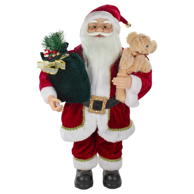 Northlight 2 x27 Standing Santa Christmas Figure With A Plush Bear