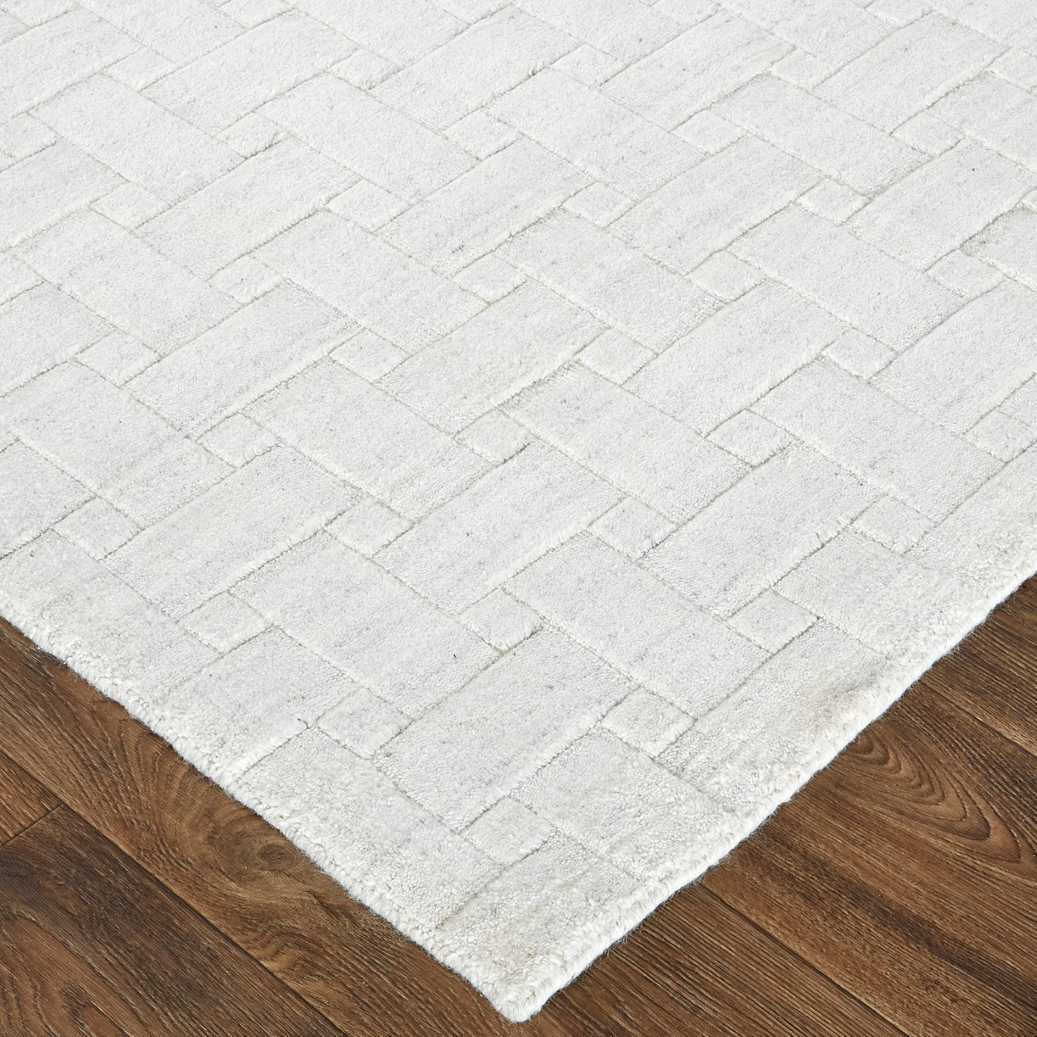 Tatem Hand Woven Linear White Rug