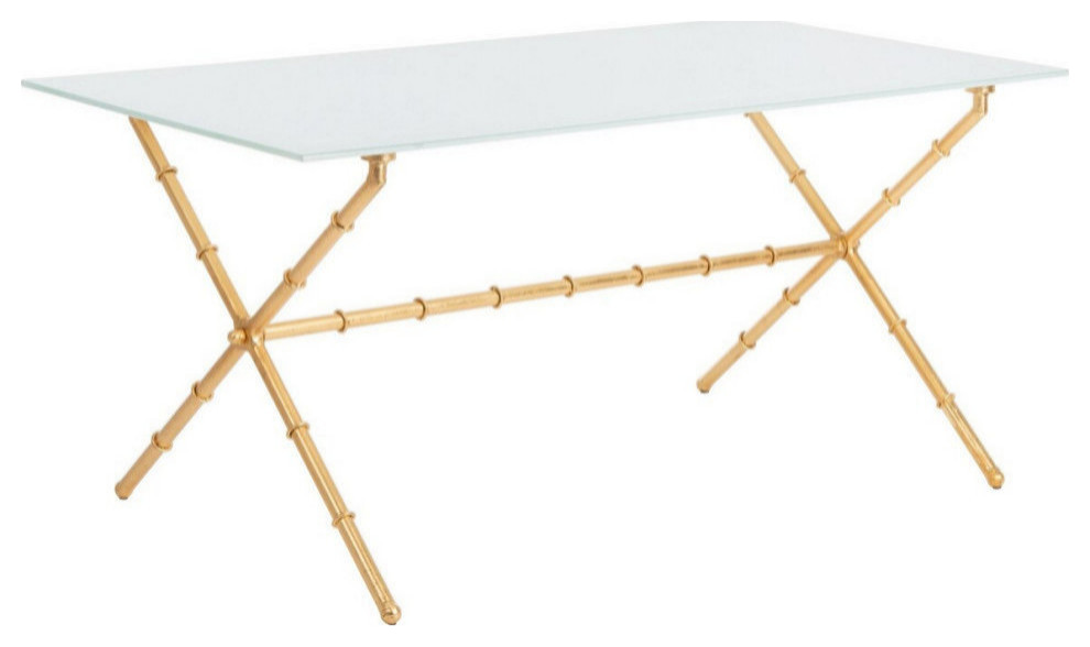 Gia Accent/Coffee Table  Gold/White Glass Top   Asian   Coffee Tables   by Rustic Home Furniture Deco  Houzz