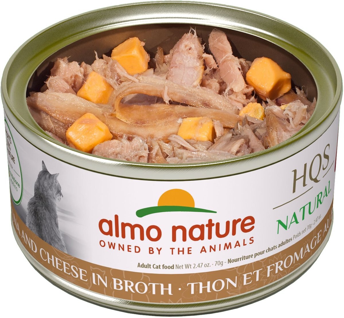 Almo Nature HQS Natural Tuna and Cheese in Broth Grain-Free Canned Cat Food