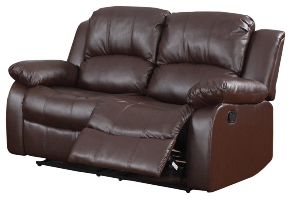 3 Piece Ciabola Set Double Reclining Sofa  Love Seat  Chair Leather Brown   Transitional   Living Room Furniture Sets   by AMOC  Houzz