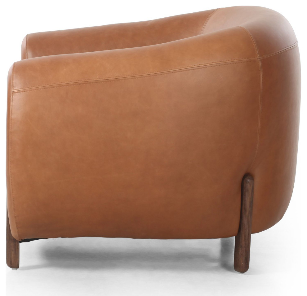 Lyla Valencia Camel Leather Chair   Midcentury   Armchairs And Accent Chairs   by Zin Home  Houzz