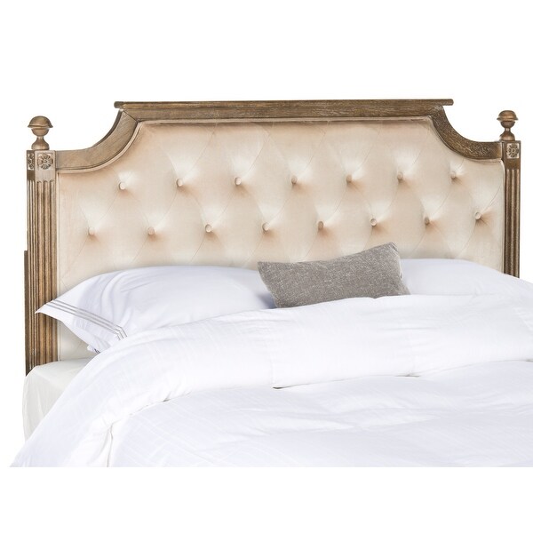 SAFAVIEH Bedding Rustic Wood Beige Tufted Velvet Full size Headboard - Beige / Rustic Oak - - 22287112