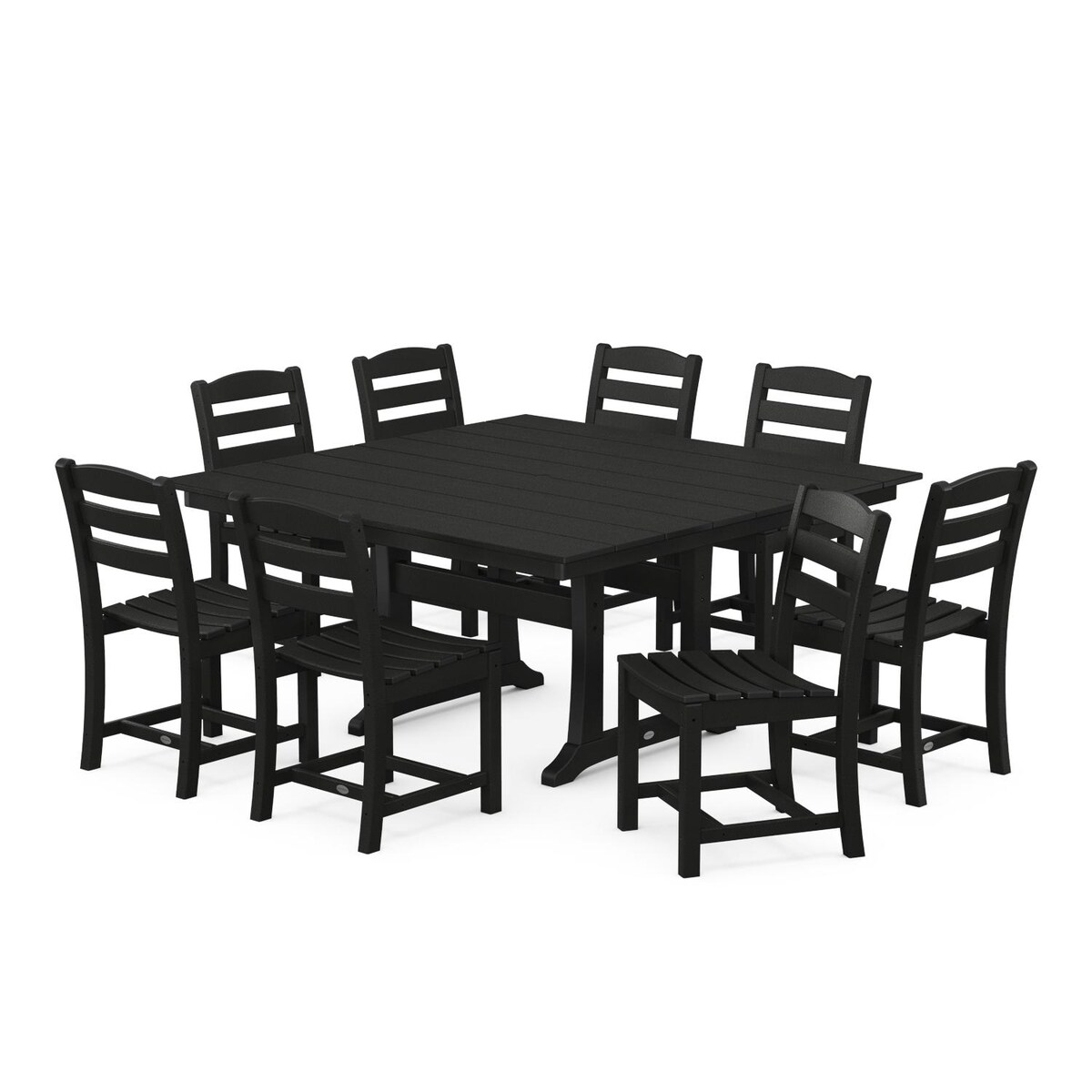 POLYWOOD La Casa Cafe 9 Piece Farmhouse Trestle Dining Set