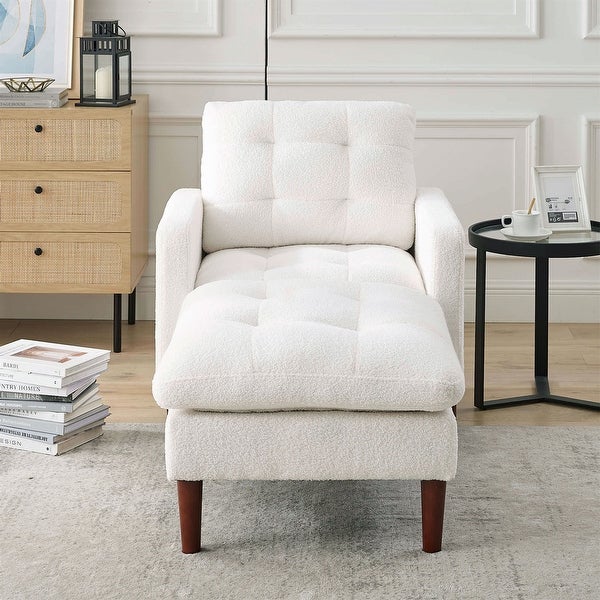 Modern Fabric Tufted Living Room Chair Armchair with Solid Wood Legs - 32