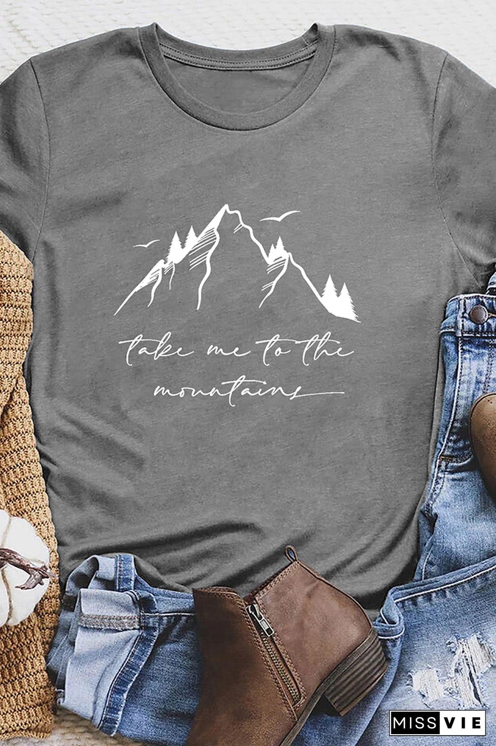 Take Me to the Moutains Graphic Tee Short Sleeve T-shirt Wholesale