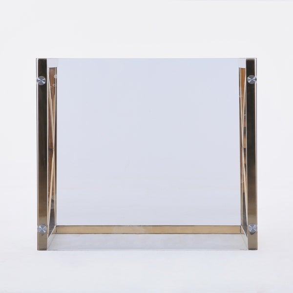 3 Pcs Modern Nesting Coffee Table with Glass Countertops， Sofa Table with Stainless Steel Frame for Living Room， Office