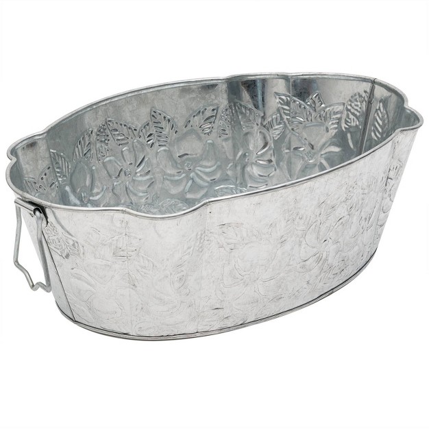 Vintage Embossed Oval Steel Tub Silver Achla Designs