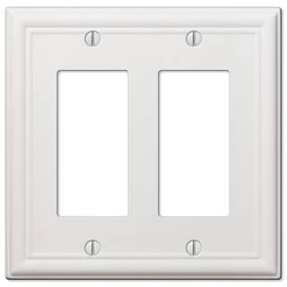 Hampton Bay Ascher 2-Gang Rocker White Stamped Steel Wall Plate 149RRWHB