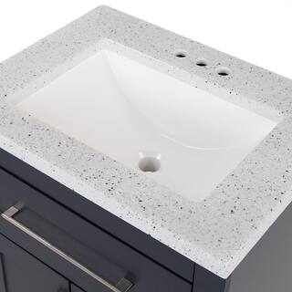 Home Decorators Collection Clady 24.5 in. W x 18.75 in. D Bath Vanity in Deep Blue with Cultured Marble Vanity Top in Silver Ash with White Sink HD2024P2-DB