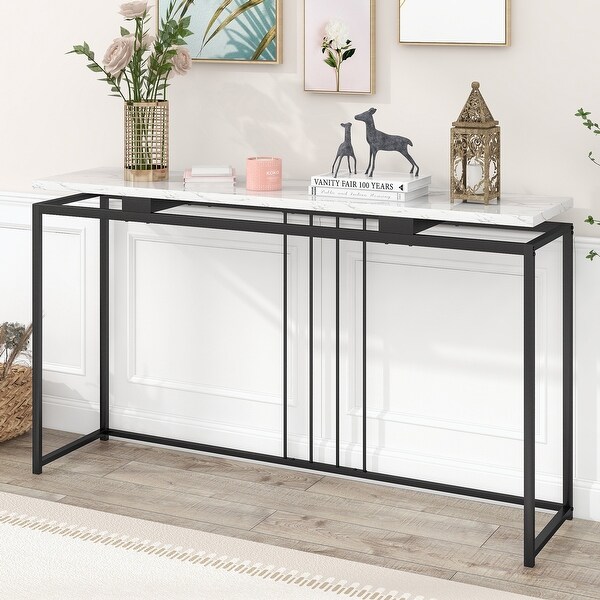 Console Table， Extra Long Entryway Table with Metal Frame