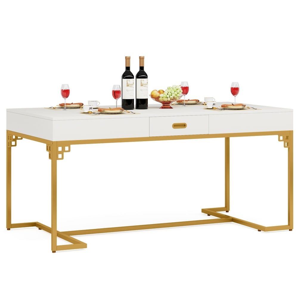 Modern White Dining Table for 4 to 6  63\