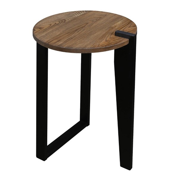 Contemporary Round End Table Gray black Flora Home