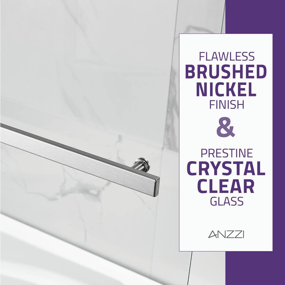 ANZZI 5 ft. Acrylic Left Drain Rectangle Tub in White with 48 in.W x 58 in. H Frameless Tub Door in Brushed Nickel SD05401BN-3060L