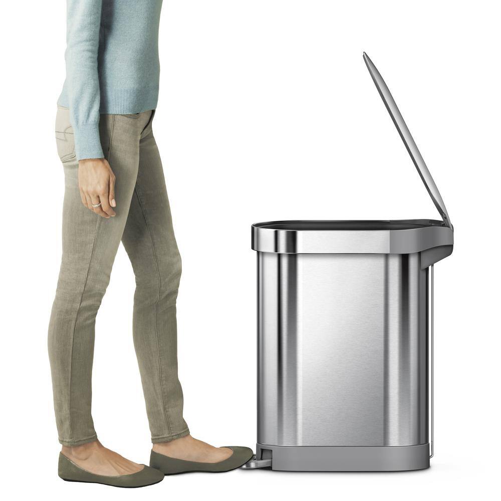 simplehuman 45-Liter Fingerprint-Proof Brushed Stainless Steel Slim Step-On Trash Can CW2044