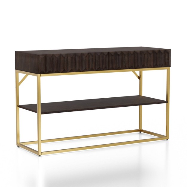 Cilker 2 Drawers Sofa Table Walnut gold Mibasics