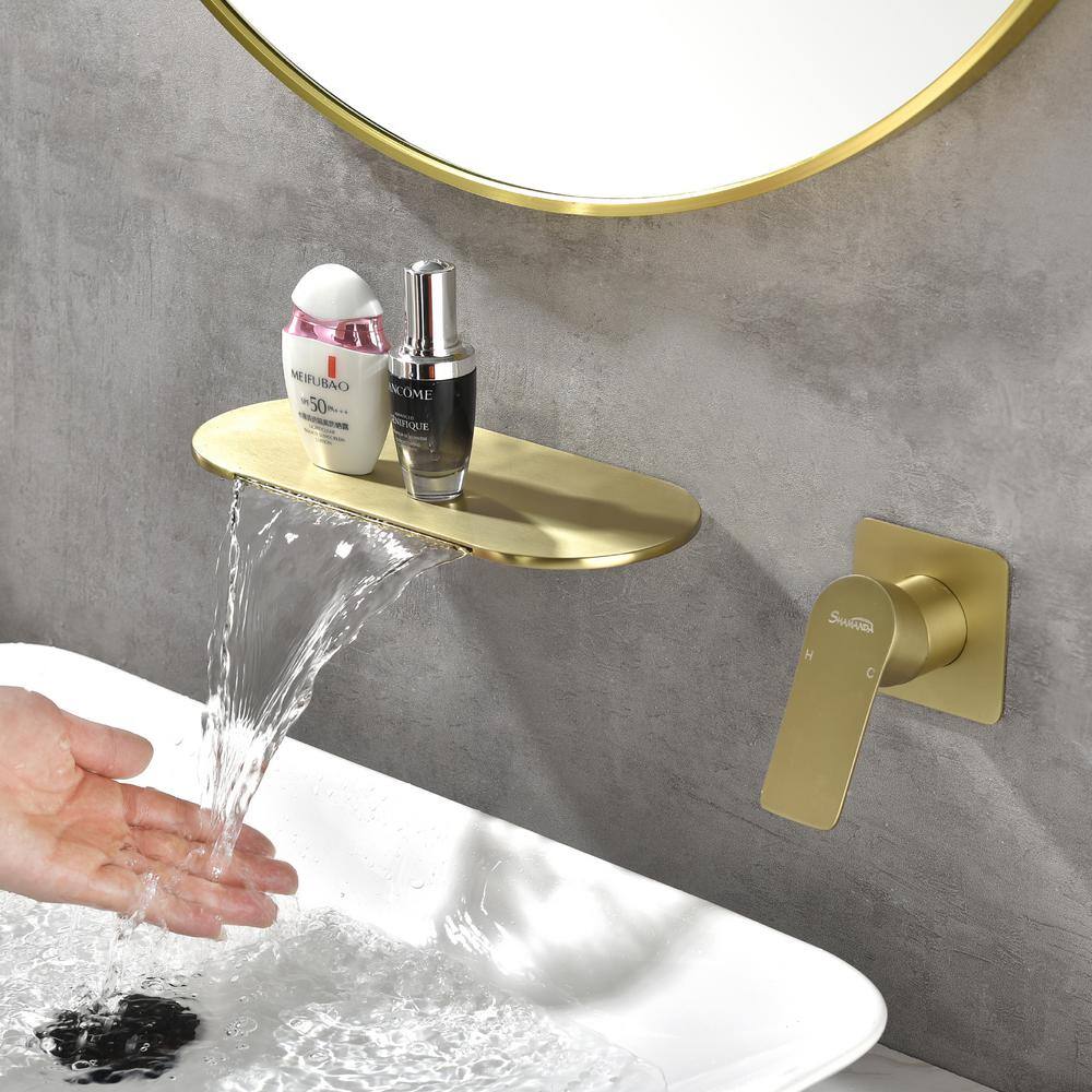 Boyel Living Single Handle Wall Mounted Faucet with Valve in Brushed Gold SMD-2413BG