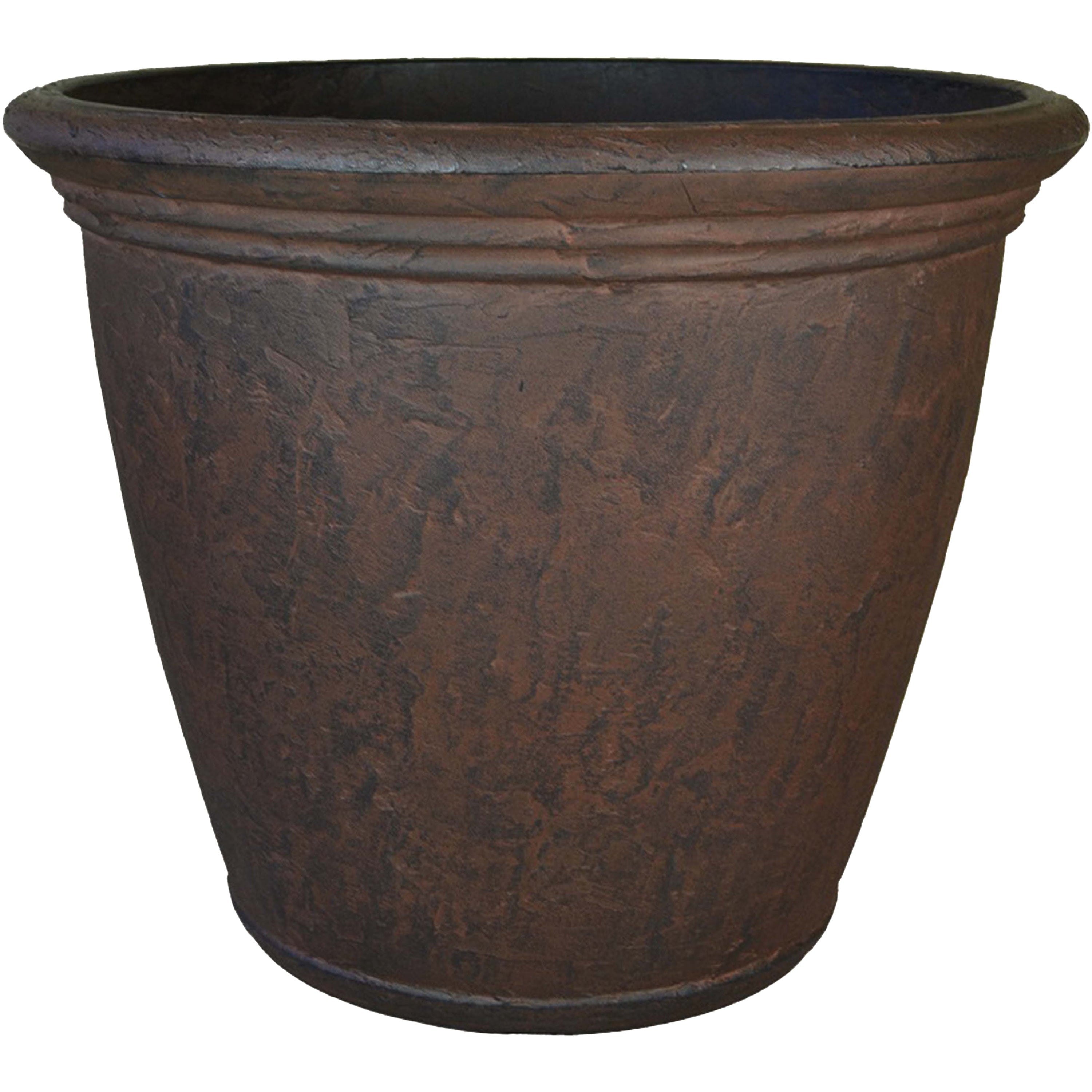 Sunnydaze Indoor/Outdoor Patio, Garden, or Porch Weather-Resistant Double-Walled Anjelica Flower Pot Planter - 24" - Rust Finish