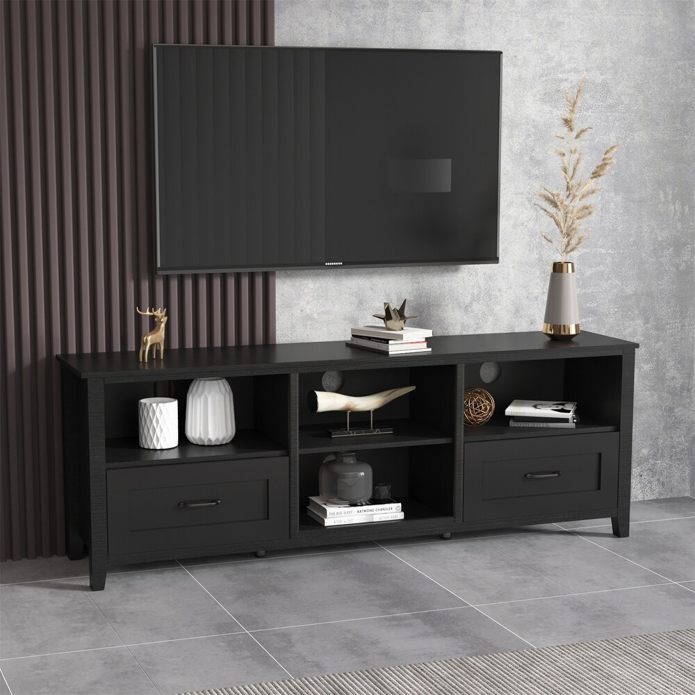 Clihome 70 Inch Length Wood Storage TV Stand