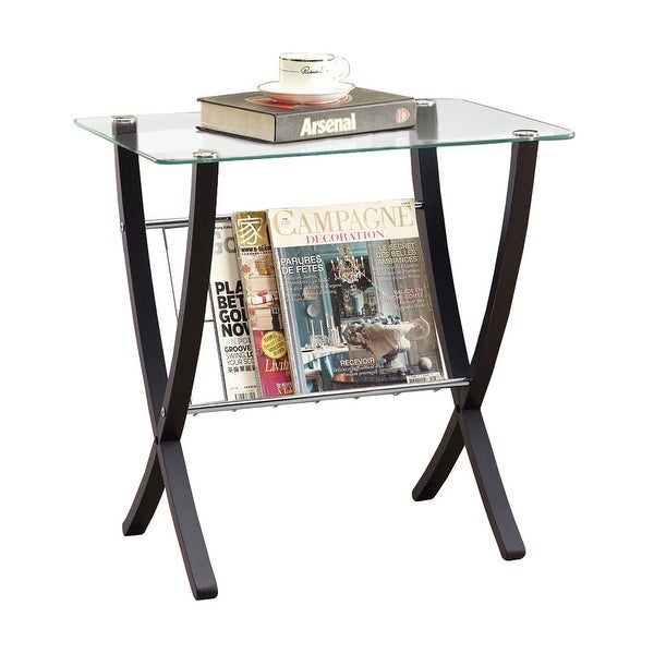 Cappuccino Bentwood With Tempered Glass Accent Table