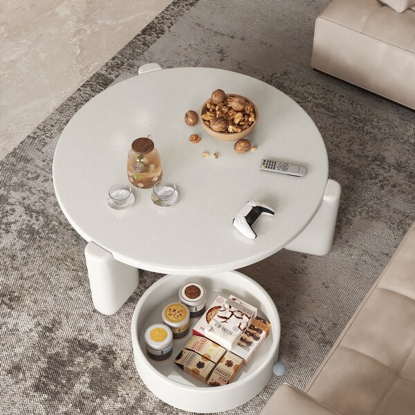 JASIWAY Round Coffee Table with Storage