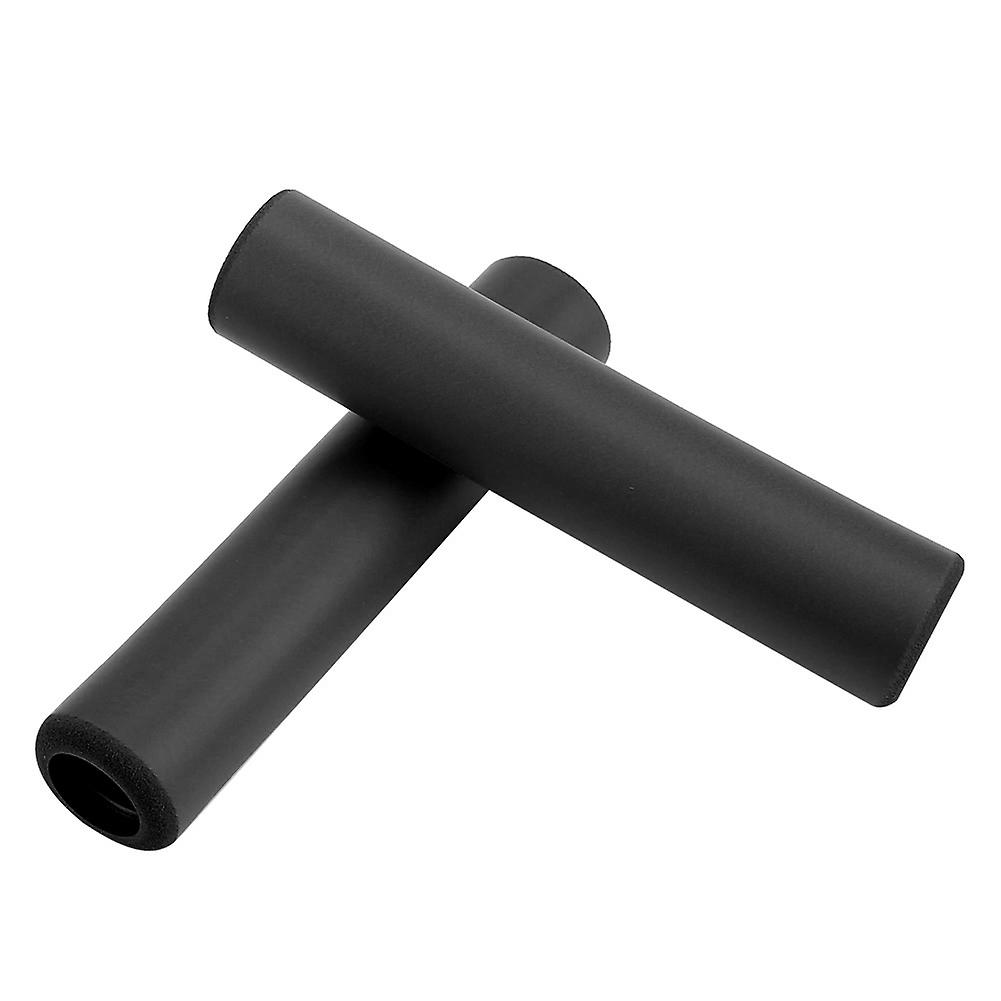 1 Pair Bicycle Handlebar Grips Anti Skid Shock Proof Silicone Bike Grip With End Plugs Black