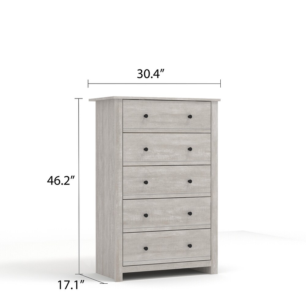 Genoa 5 Drawer Chest of Drawer (46.2 in. H x 17.1 in. W x 30.4 in. D)