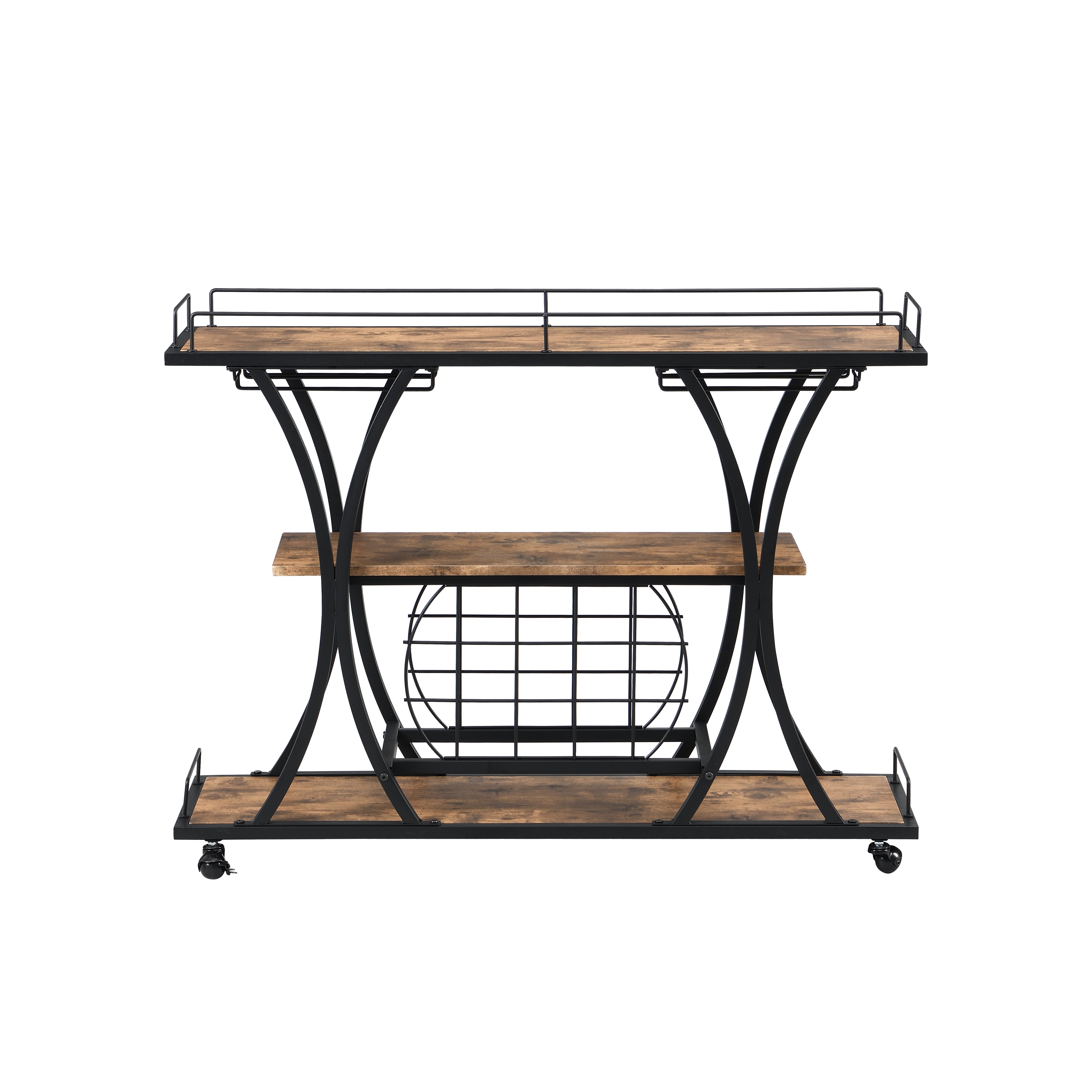 Industrial Rolling Bar Cart Home Kitchen Bar Cart and Dining Cart on Wheels 3 Tier Storage Shelf