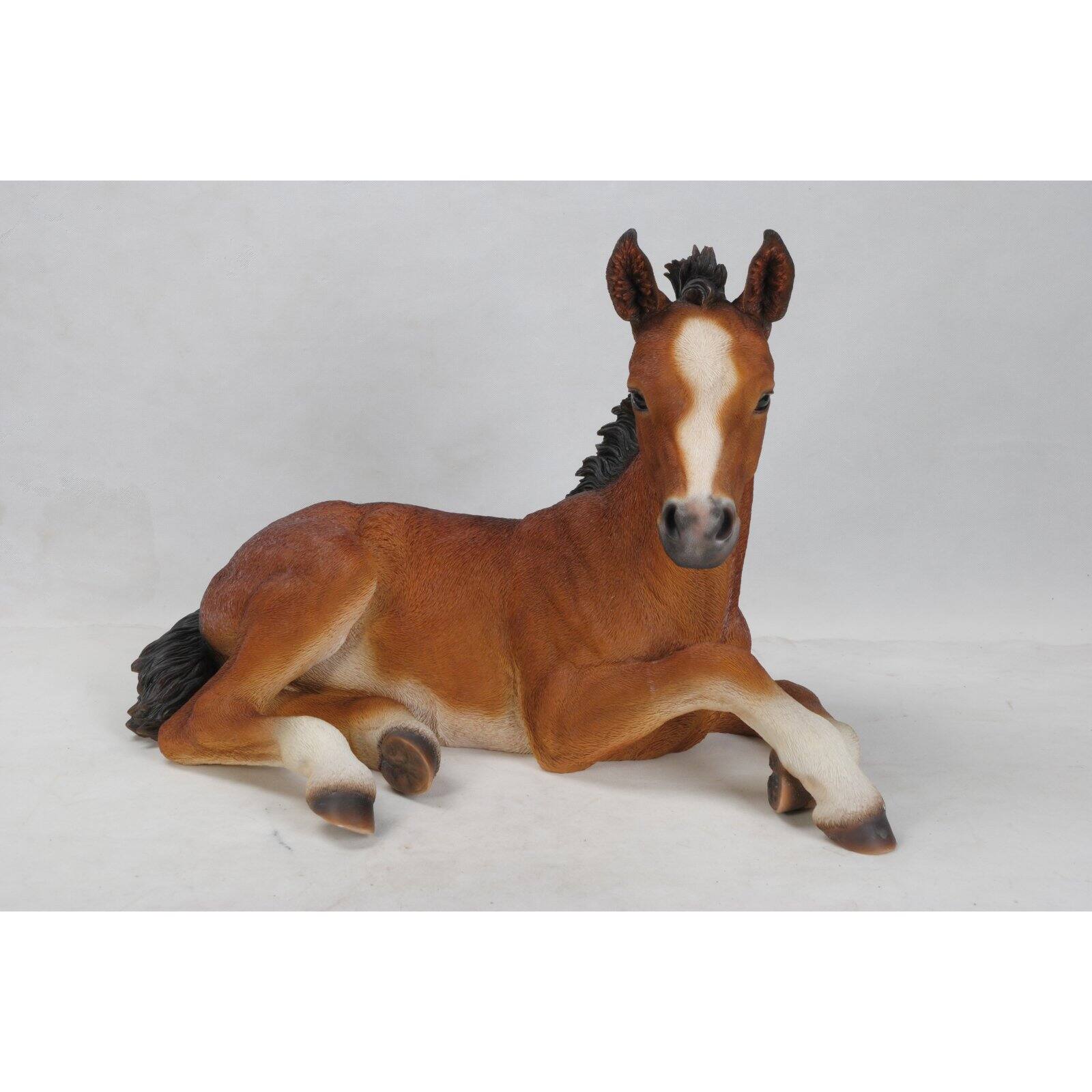 HI-LINE GIFT LTD. LARGE HORSE COLT LAYING DOWN STATUE